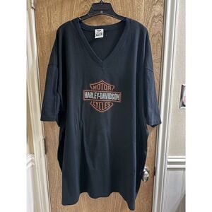 Vintage Women's Harley Pro Club V-neck Studded Plus Black Shirt 5XL Motorcycle